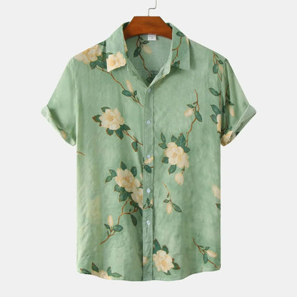 Camicia Estiva da Uomo con Bottoni, Stampa Floreale e Vestibilità Sartoriale