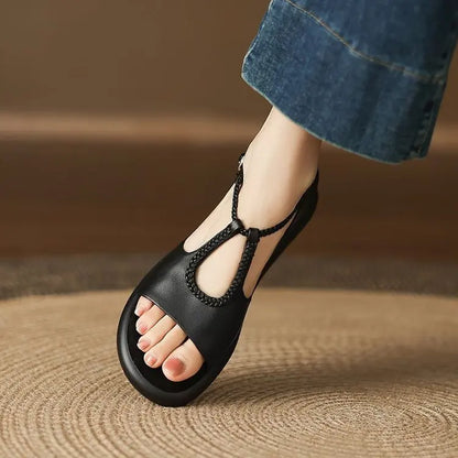 Sandali Donna con Cinturini Intrecciati, Fibbia Regolabile e Plantare Sagomato – Sandali Casual