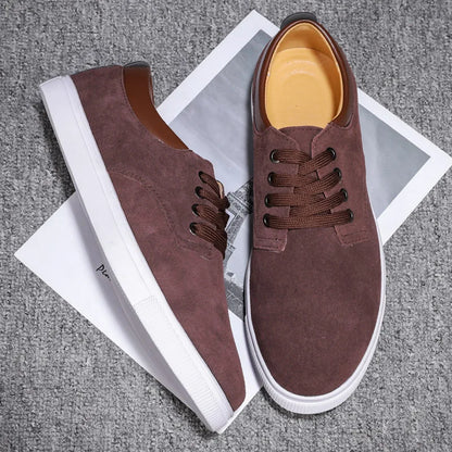 Zapatos de hombre de efecto ante con cordones y forro de piel