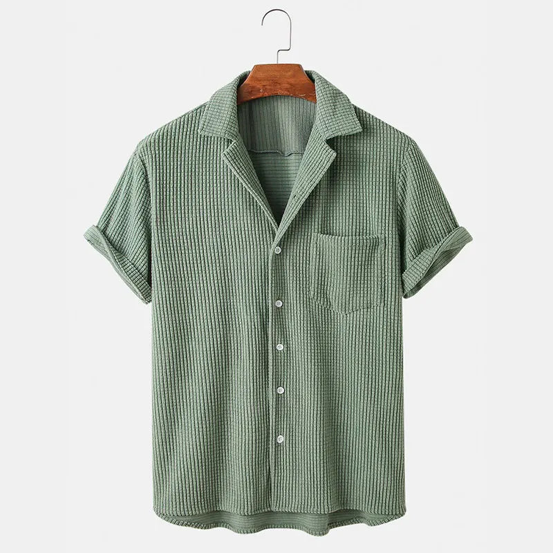 Camisa de hombre de pana con mangas largas y botones – estilo de pana