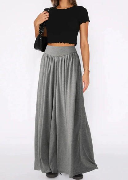 Pantaloni Donna Leggeri a Gamba Larga con Vita Elasticizzata – Stile Casual Estivo