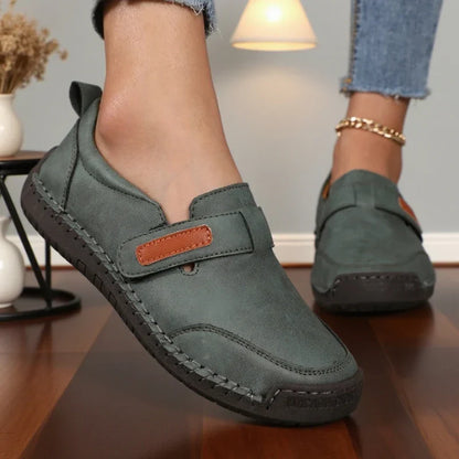 Women's Slip-On Loafers Hand-Sewn with Adjustable Velcro Strap