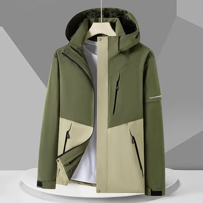 Giacca Tecnica Uomo Antivento Impermeabile con Cappuccio e Tasche con Zip – Stile Outdoor