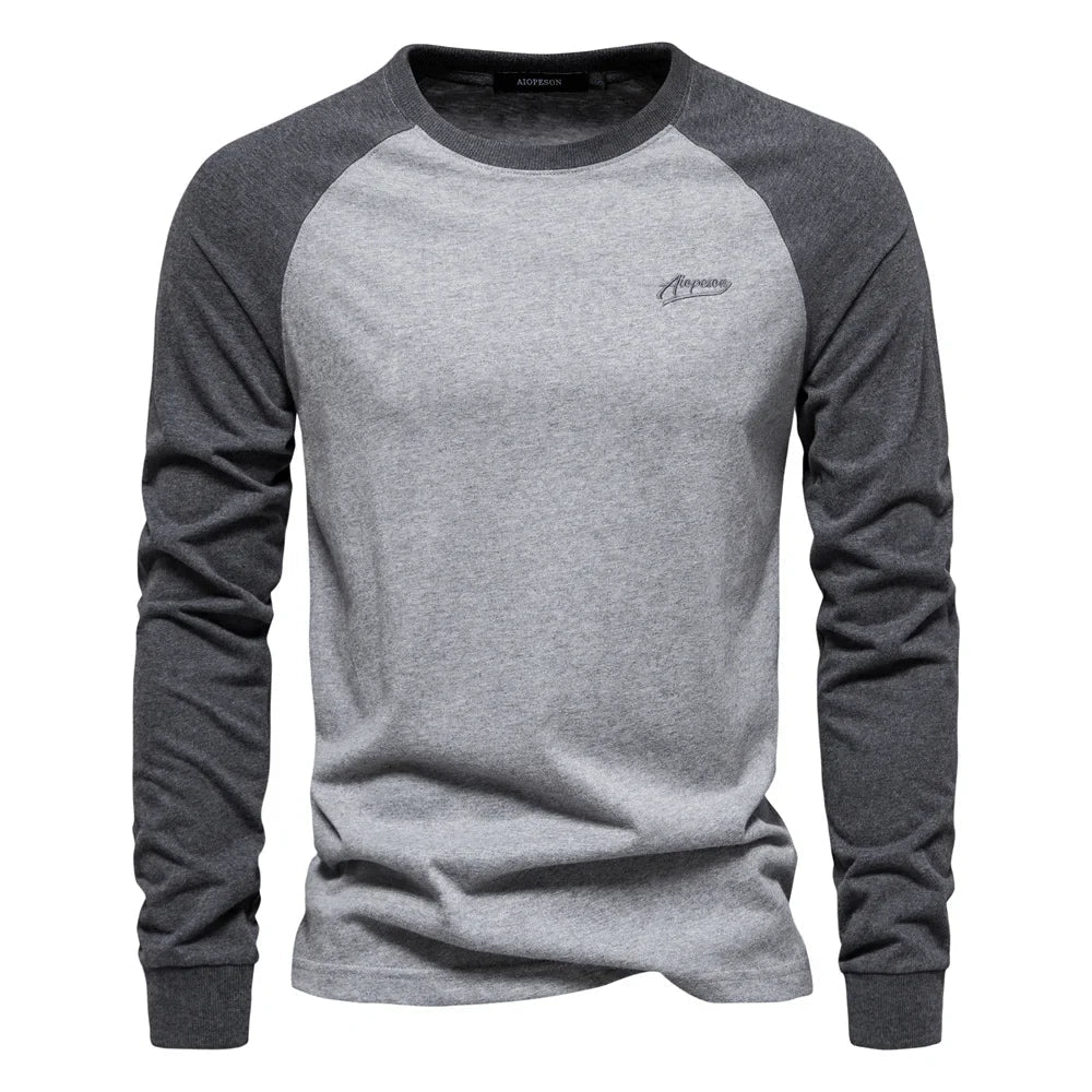 Camicia da Uomo Autunnale a Maniche Lunghe con Maniche Raglan e Vestibilità Slim