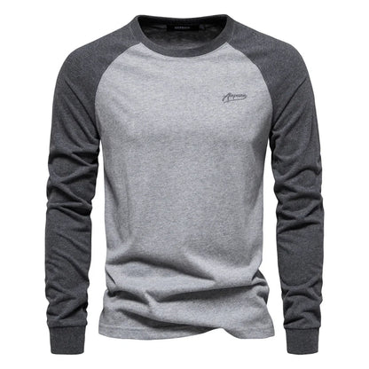 Camicia da Uomo Autunnale a Maniche Lunghe con Maniche Raglan e Vestibilità Slim
