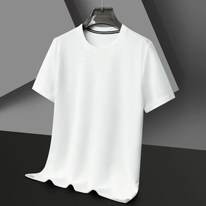 Herre T-shirt med Rund Hals, Bikagemønster og Netstruktur