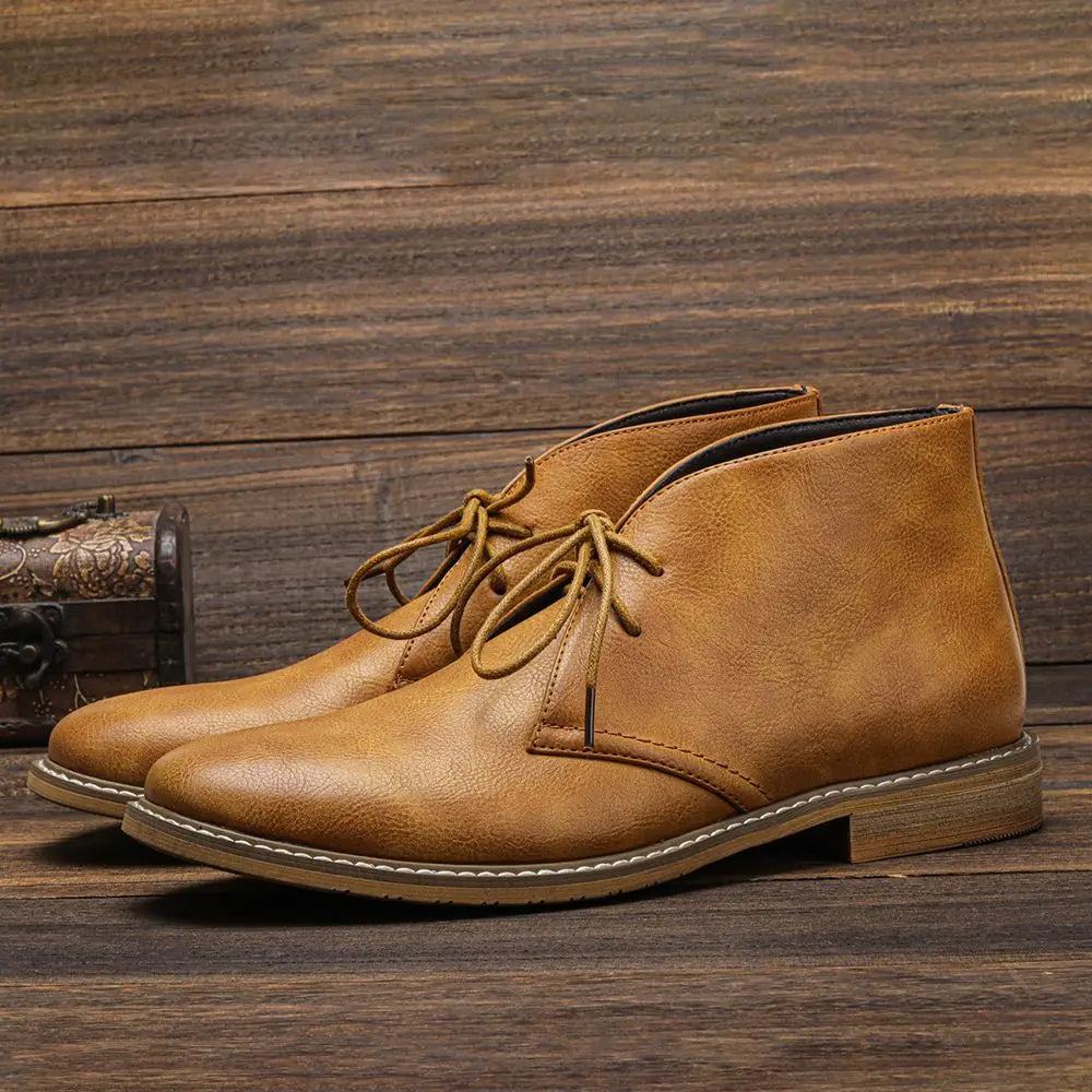 Men's Hand-Sewn Chukka Boots with Padded Insole and Rubber Sole