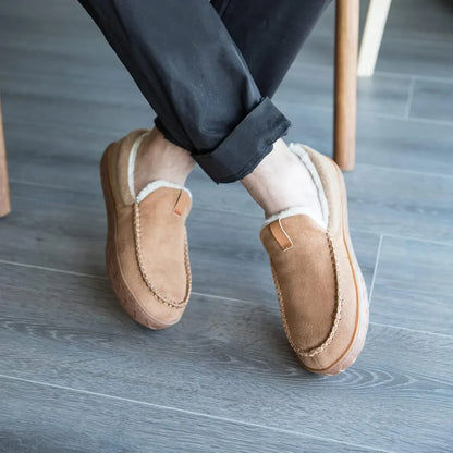 Men's Autumn Slip-On Moccasins Rounded Toe Plush Lining EVA Non-Slip Sole – Comfortable Shoes