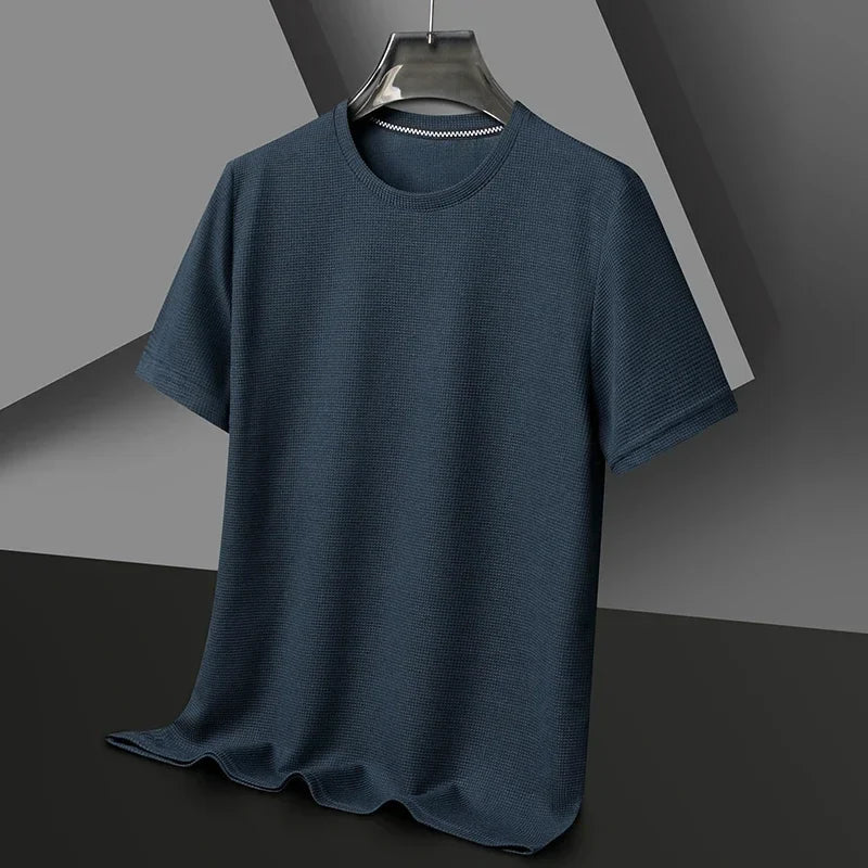 Herre T-shirt med Rund Hals, Bikagemønster og Netstruktur