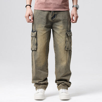 Jeans Cargo Uomo in Denim con Tasche Multiple – Vestibilità Comoda