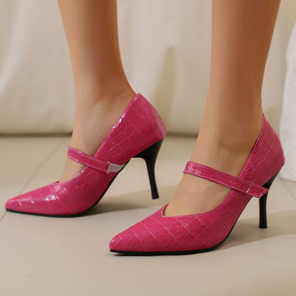 Décolleté da Donna Primaverili con Cinturino e Tacco Elegante – Effetto Coccodrillo e Struttura Leggera