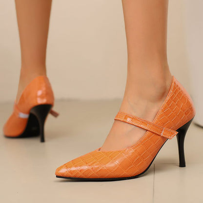 Décolleté da Donna Primaverili con Cinturino e Tacco Elegante – Effetto Coccodrillo e Struttura Leggera