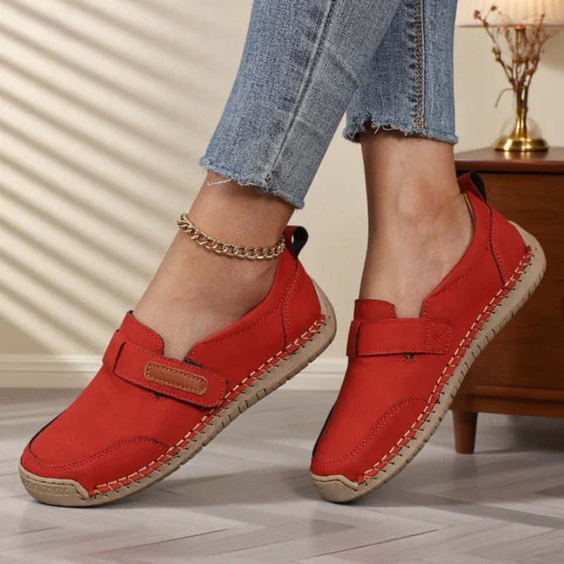 Women's Slip-On Loafers Hand-Sewn with Adjustable Velcro Strap