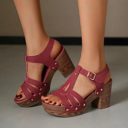 Women's Summer Sandals with Platform and Block Heel – Adjustable Ankle Strap