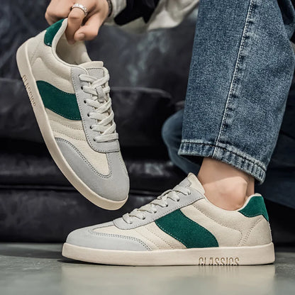 Men's Sneakers with Canvas Upper, Side Stripe, and EVA Sole