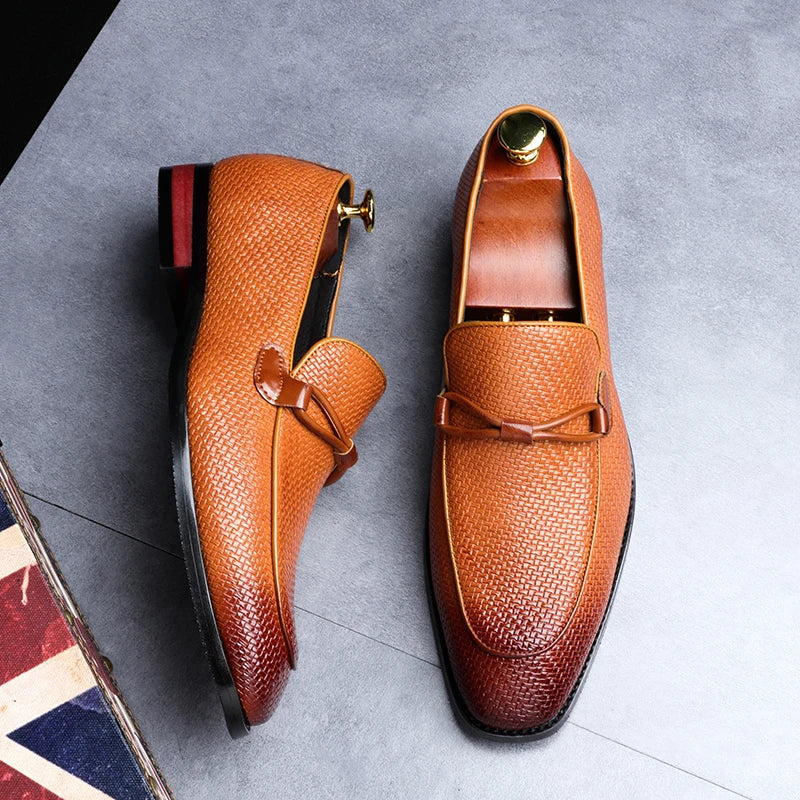 Men's Oxford-style loafers with a faux-leather finish and lace-up detail
