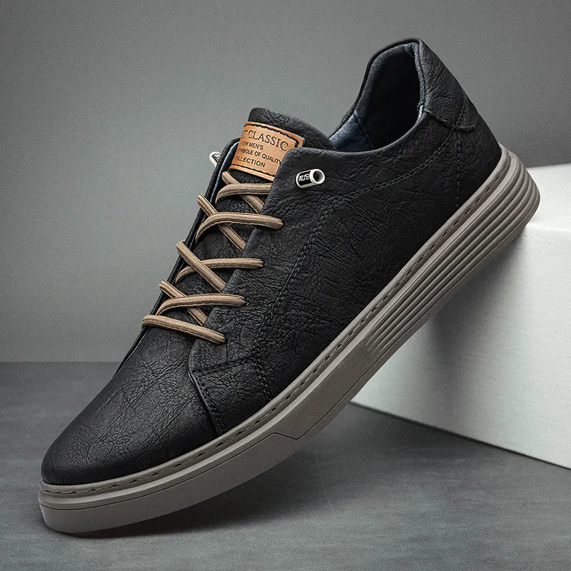 Men's Sneakers with Stitched Upper and Linear Silhouette