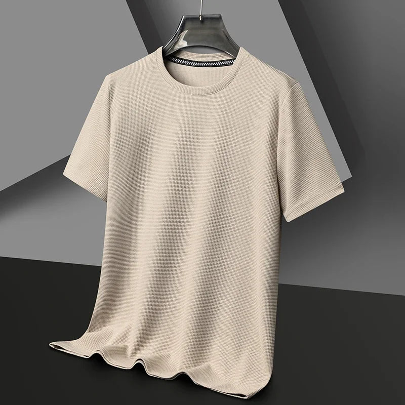 Herre T-shirt med Rund Hals, Bikagemønster og Netstruktur