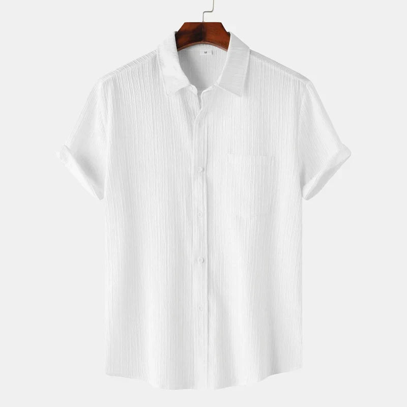 Camicia Estiva Uomo con Colletto Aperto e Chiusura a Bottoni – Stile Casual Classico
