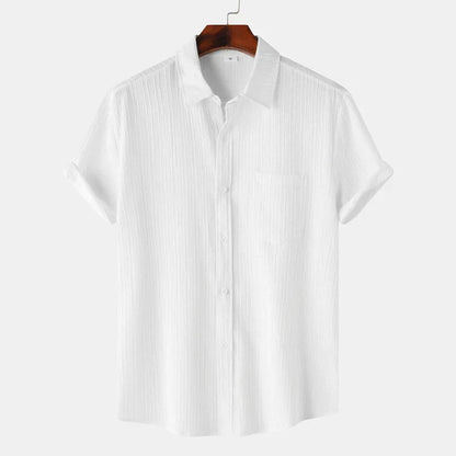 Camicia Estiva Uomo con Colletto Aperto e Chiusura a Bottoni – Stile Casual Classico