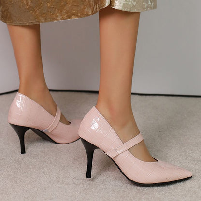 Décolleté da Donna Primaverili con Cinturino e Tacco Elegante – Effetto Coccodrillo e Struttura Leggera