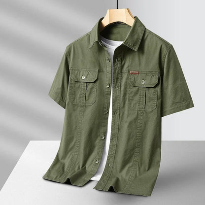 Camicia da Uomo con Bottoni, Doppie Tasche sul Petto e Colletto a Punta