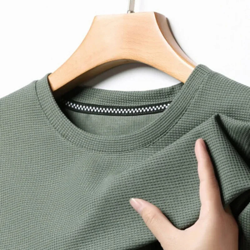 Herre T-shirt med Rund Hals, Bikagemønster og Netstruktur