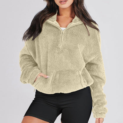 Maglione Donna con Mezza Zip e Colletto, Vestibilità Comoda – Stile Quotidiano