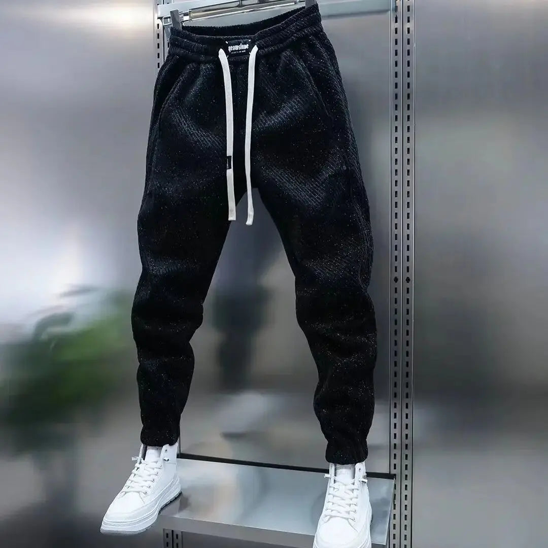 Herrebukser Slim Fit med Elastisk Talje og Snøre Mønster – Moderne Casual Stil