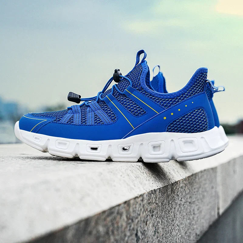 Men's Running Shoes with Mesh Upper, Quick Closure, and Cushioned Sole