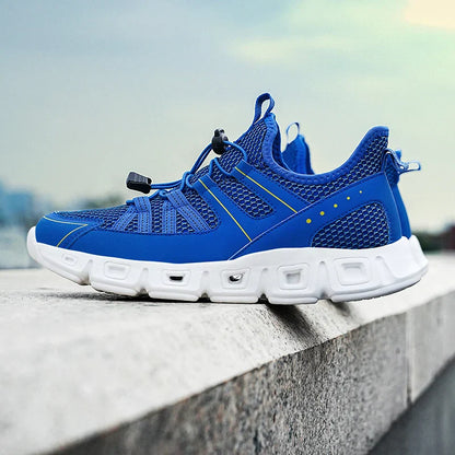 Men's Running Shoes with Mesh Upper, Quick Closure, and Cushioned Sole