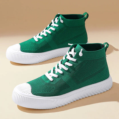 Zapatillas Hombre High Top Parte Superior de Malla Plantilla Ortopédica Cierre Sin Cordones