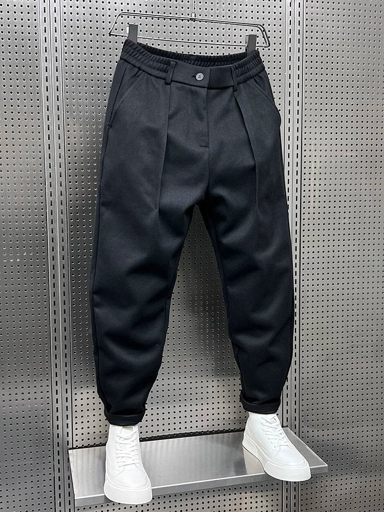 Men's Slim Fit Elegant Trousers in Melange Fabric – Versatile Formal Style