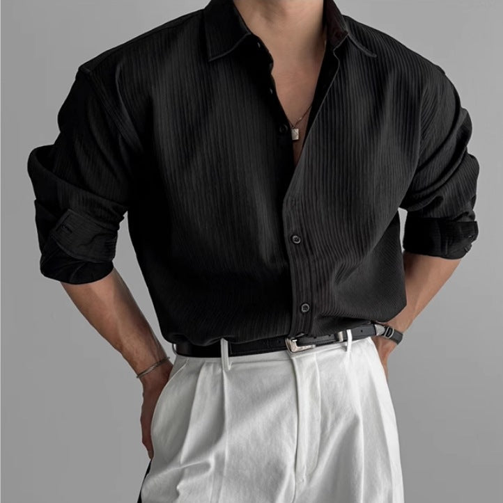 Camisa de Hombre con Pliegues Diseño Minimalista