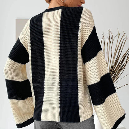 Maglione Donna Girocollo con Spalle Scese e Maniche Ampie – Stile Rilassato