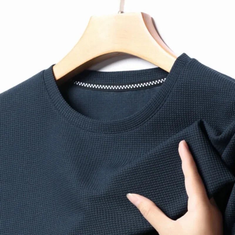 Herre T-shirt med Rund Hals, Bikagemønster og Netstruktur