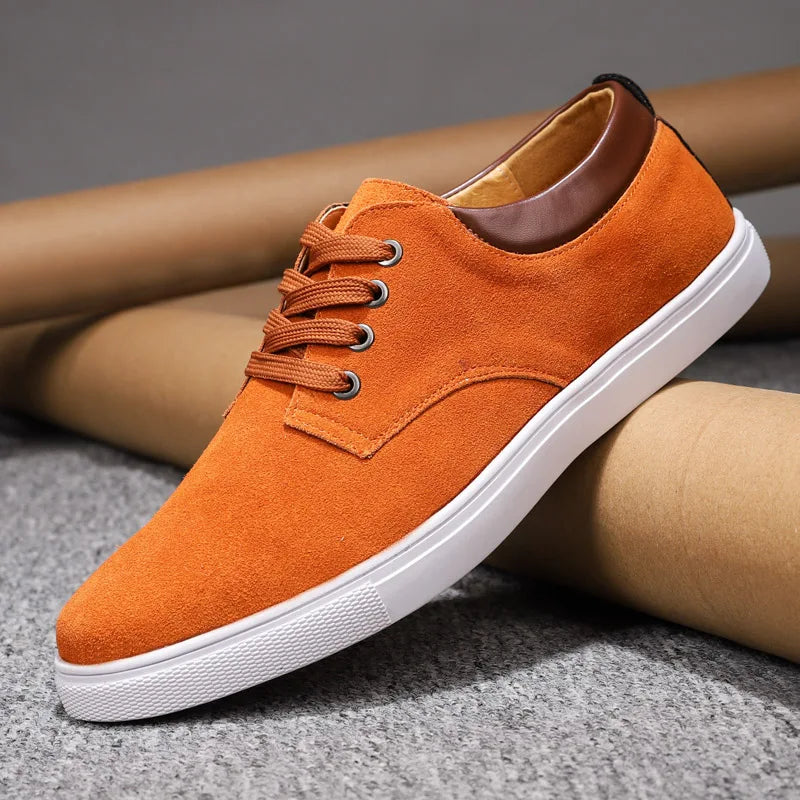 Zapatos de hombre de efecto ante con cordones y forro de piel