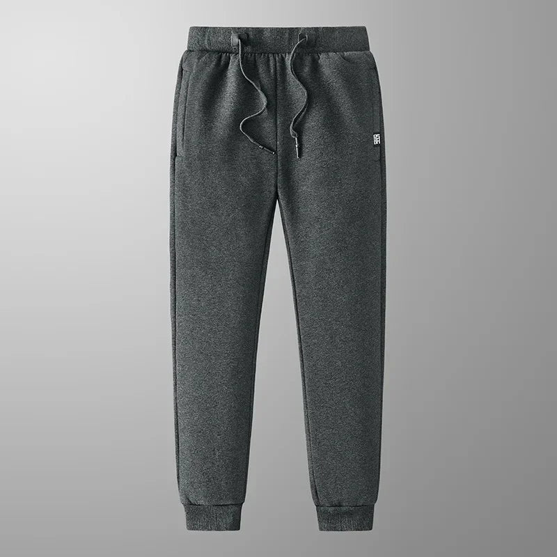 Vinterjoggingbukser til mænd foret med fleece, smal benform, elastisk talje – Casual stil