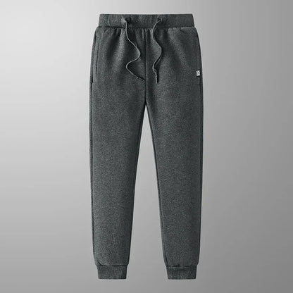 Vinterjoggingbukser til mænd foret med fleece, smal benform, elastisk talje – Casual stil