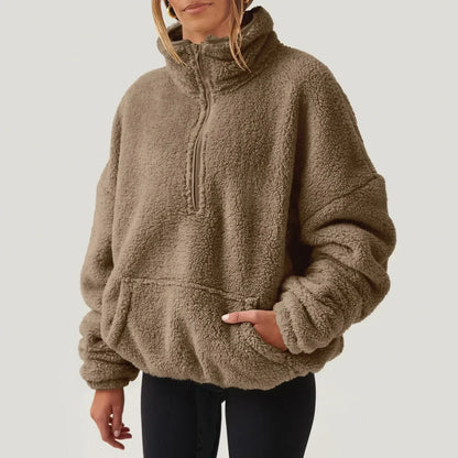 Maglione Donna con Mezza Zip e Colletto, Vestibilità Comoda – Stile Quotidiano