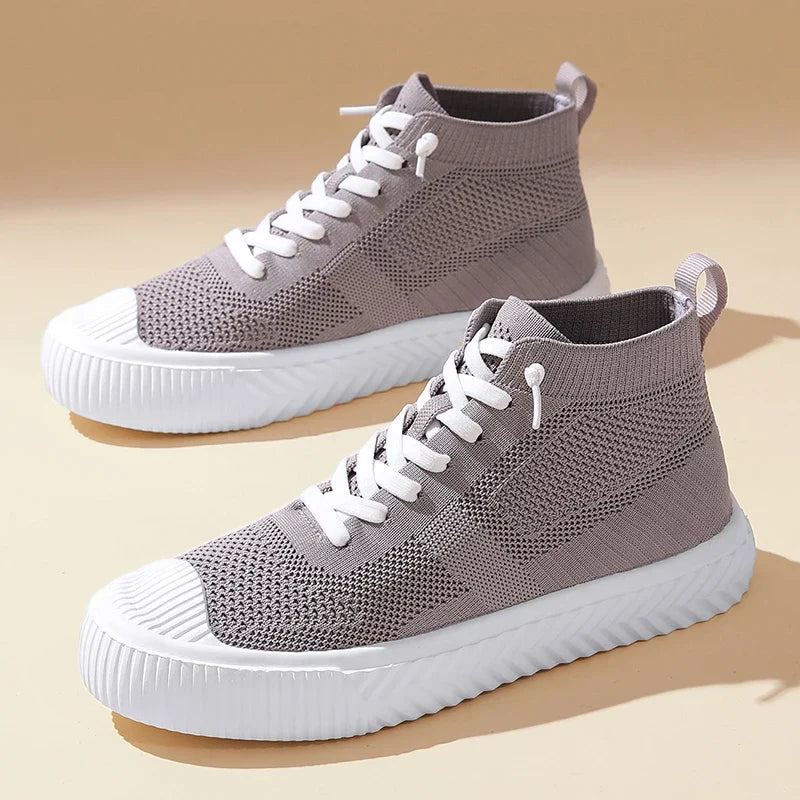 Zapatillas Hombre High Top Parte Superior de Malla Plantilla Ortopédica Cierre Sin Cordones