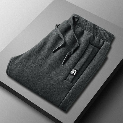 Vinterjoggingbukser til mænd foret med fleece, smal benform, elastisk talje – Casual stil