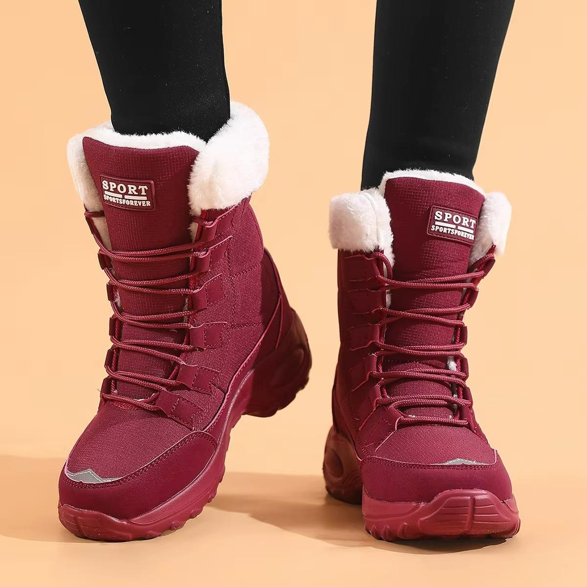 Women's Winter Boots with Fleece Lining Thick Sole Support – Warm Shoes