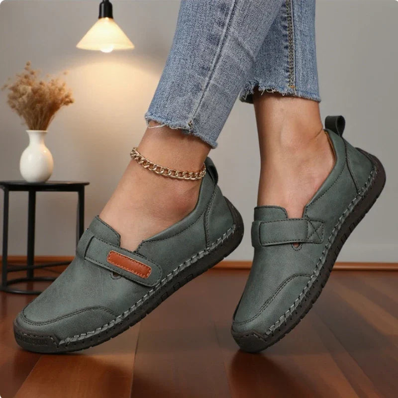 Women's Slip-On Loafers Hand-Sewn with Adjustable Velcro Strap