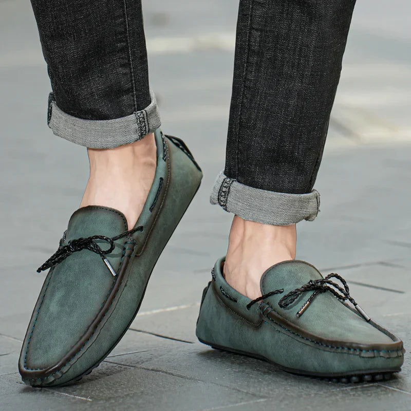 Herreslip-on mokkasiner med gummisål
