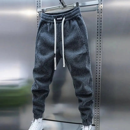 Herrebukser Slim Fit med Elastisk Talje og Snøre Mønster – Moderne Casual Stil