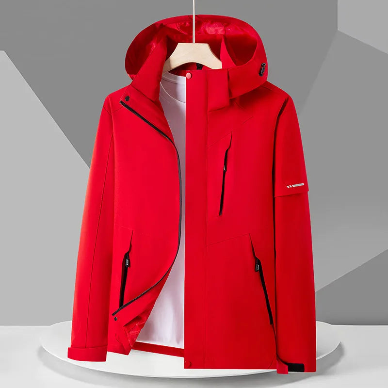 Giacca Tecnica Uomo Antivento Impermeabile con Cappuccio e Tasche con Zip – Stile Outdoor