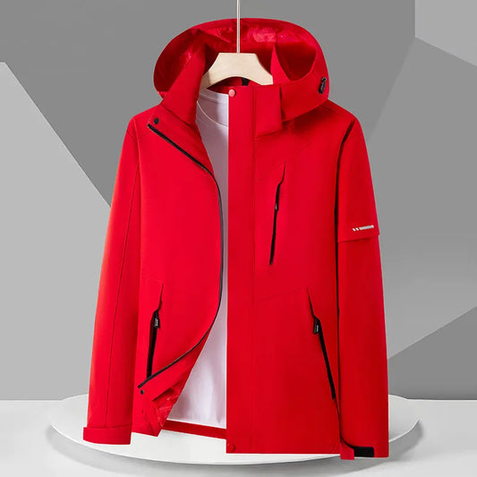 Giacca Tecnica Uomo Antivento Impermeabile con Cappuccio e Tasche con Zip – Stile Outdoor