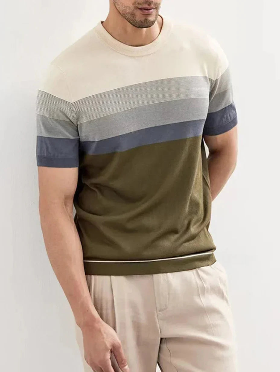 Men's Striped Knit T-Shirt, Short Sleeve, Regular Fit