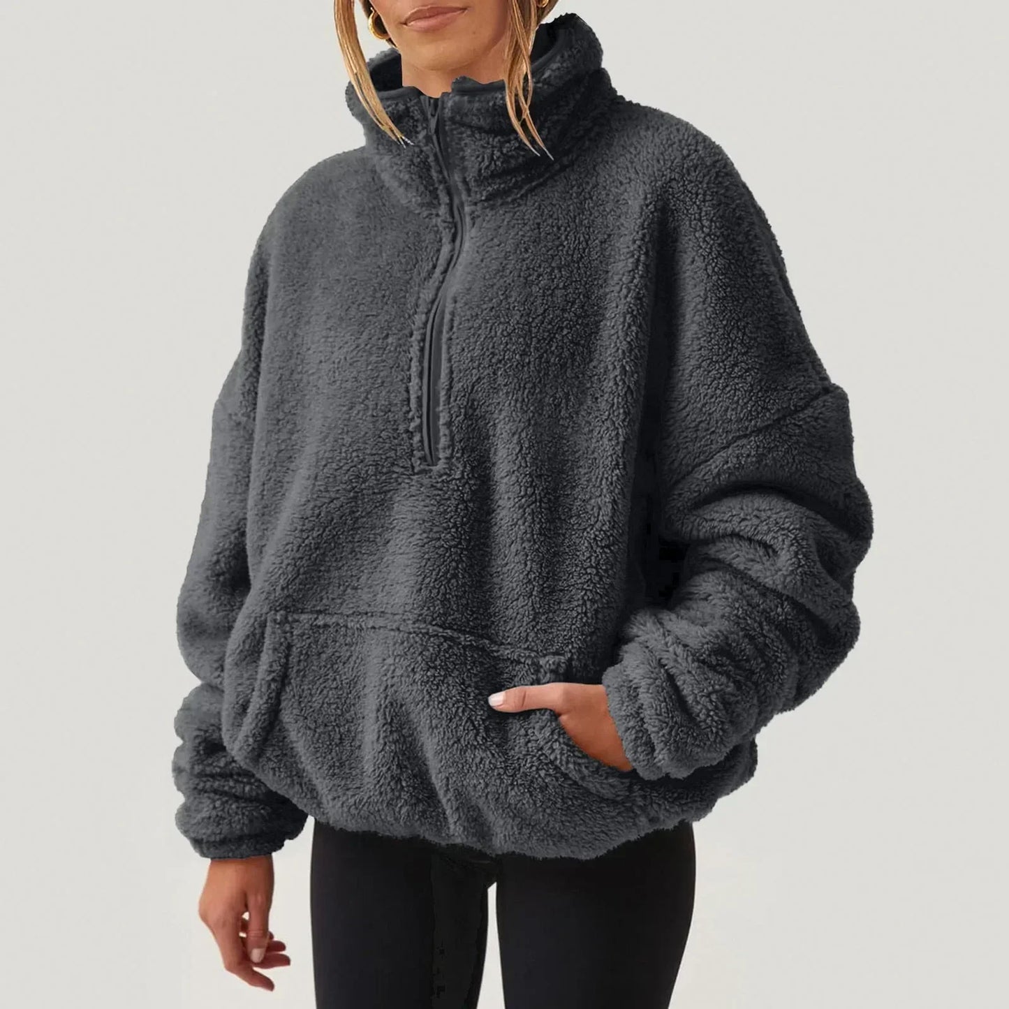 Maglione Donna con Mezza Zip e Colletto, Vestibilità Comoda – Stile Quotidiano